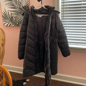 Larry Levine Black Puffer Coat with Hood